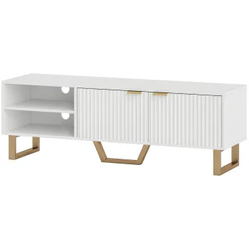 HOMCOM Comoda TV banc TV pentru televizoare de pana la 177,8 cm - dulap cu 2 usi canelate, compartiment deschis si treceri pentru cabluri | Aosom Romania 641a imagine