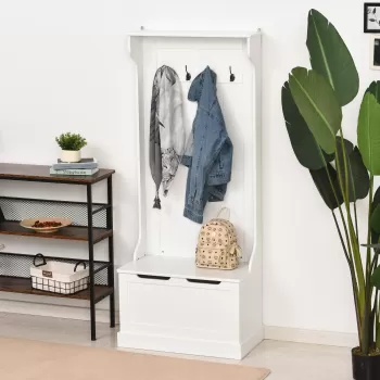 HomCom cuier haine, dulap inclus, 71,5x39,5x170cm, alb | AOSOM RO 536b imagine