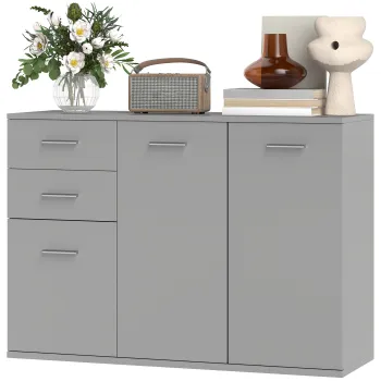 HOMCOM Dulap 3usi+2sertare gri 106x35x76 | Aosom Romania 968d imagine