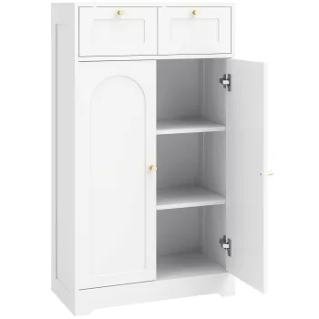 HOMCOM Dulap baie ingust cu 2 sertare, polita reglabila 60 x 30 x 108 cm Alb | Aosom Romania 2f39 imagine