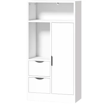 HOMCOM Dulap Baie Ingust cu 2 Sertare si Rafturi Reglabile pentru Bucatarie, Living, Hol, Alb | Aosom Romania e58c imagine