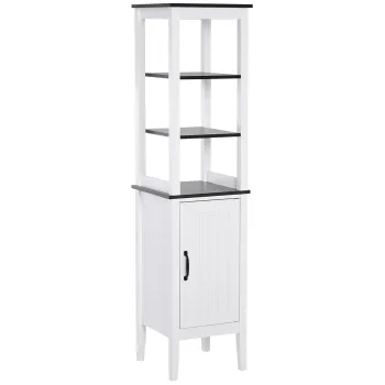 HOMCOM Dulap Baie Ingust, Dulapior Vertical cu 3 Rafturi Deschise si Raft Reglabil, pentru Spalatorie, 40x38x162.5 cm, Alb | Aosom Romania bd1b imagine