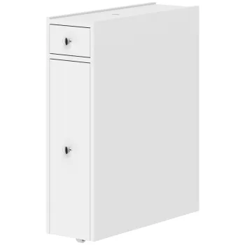HOMCOM Dulap Baie Slim cu 2 Sertare si Compartiment Deschis, 16x48x58 cm, Alb | Aosom Romania b773 imagine