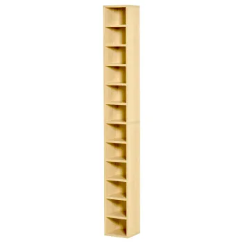HOMCOM Dulap Biblioteca Suport CD-uri cu 12 Rafturi pentru 204 CD-uri, Raft Biblioteca din MDF si PAL, 21x20x175 cm, Maro 6a50 imagine