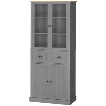 HOMCOM Dulap Camara cu 5 Niveluri si Sertar Central, din MDF si PAL, 76x40x182,5cm, Gri | Aosom Romania b5ca imagine