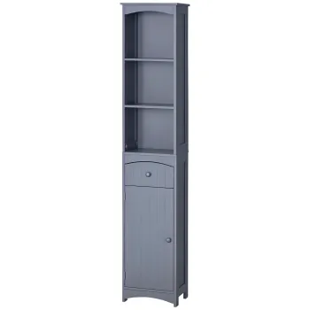 HOMCOM Dulap Coloana de Baie Dulap coloana depozitare WC cu etajera si sertar, dulap 34L x 24l x 170H cm Gri | Aosom Romania e709 imagine
