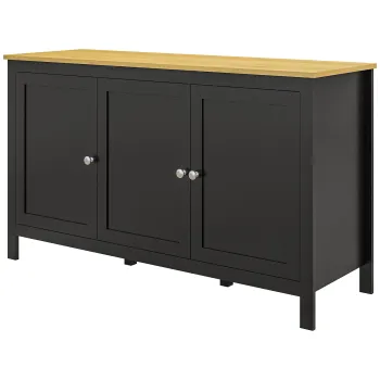 HOMCOM Dulap cu 2 Compartimente si 2 Rafturi Reglabile pe 3 Nivele, 120 x 40 x 70 cm, Negru si Lemn | Aosom Romania cd01 imagine