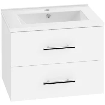 HOMCOM Dulap cu Lavoar pentru Baie, Alb, cu 2 Sertare | Aosom Romania 97a8 imagine