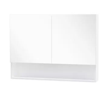 HOMCOM Dulap cu oglinda de perete cu lumini LED, raft deschis si raft intern reglabil, sticla si MDF, 80x15x60cm bf39 imagine