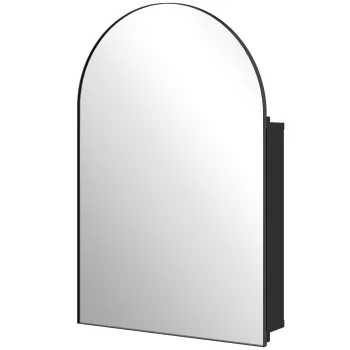 HOMCOM Dulap cu oglinda pentru baie, dulap curbat cu usa 180?, 3 rafturi, din metal Negru 50 x 12 x 76 cm | Aosom Romania 7aea imagine