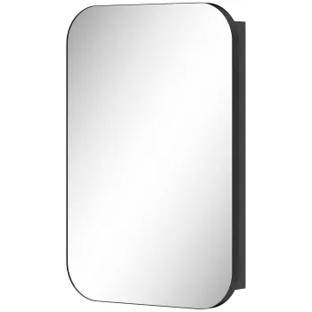 HOMCOM Dulap cu oglinda pentru baie, dulap de baie cu oglinda, dulap suspendat cu polita reglabila, 40 x 10 x 60 cm, Negru | Aosom Romania dd60 imagine