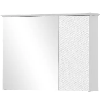 HOMCOM Dulap cu Oglinda si Rafturi Reglabile pe 3 Nivele, Oglinda de Perete din Sticla si Lemn, 65x15x49 cm, Alb | Aosom Romania 1f38 imagine