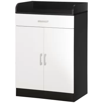 HOMCOM Dulap cu sertar si raft reglabil, din MDF, 60x40x90cm, Alb Negru 009e imagine