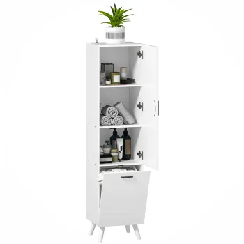HOMCOM Dulap de Baie cu Dulap cu 3 Rafturi si Dulap Inferior Alb | Aosom Romania c909 imagine