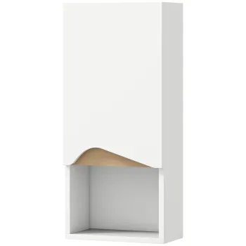 HOMCOM Dulap de baie de perete cu usa cu inchidere silentioasa si compartiment deschis 30 x 17 x 67 cm Alb | Aosom Romania f931 imagine