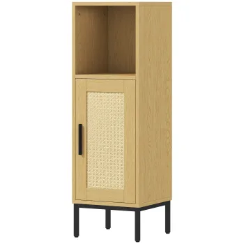 HOMCOM Dulap de baie, dulap ingust independent cu polita interioara reglabila, natural | Aosom Romania 9177 imagine