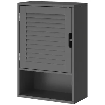 HOMCOM Dulap de Baie, Dulap Suspendat cu Rafturi Reglabile, 40 x 20 x 60 cm, Negru | Aosom Romania f0dc imagine