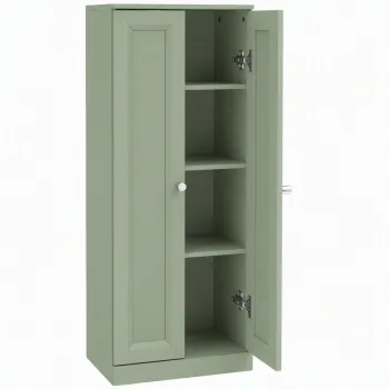 HOMCOM Dulap de baie ingust, corp de depozitare pe picioare cu 2 usi si 3 etajere, pentru living, dormitor, Verde | Aosom Romania 516d imagine