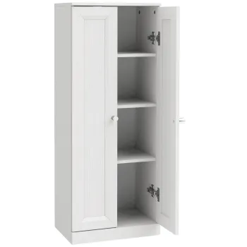 HOMCOM Dulap de baie ingust, dulap de depozitare pe picioare cu 2 usi si 3 rafturi, pentru living, dormitor, alb | Aosom Romania b4a3 imagine