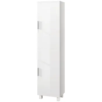 HOMCOM Dulap de Baie Modern, Dulap Inalt de Baie cu Doua Usi si Rafturi Reglabile din Lemn, 40x30x167,5 cm, Alb Lucios | Aosom Romania c107 imagine