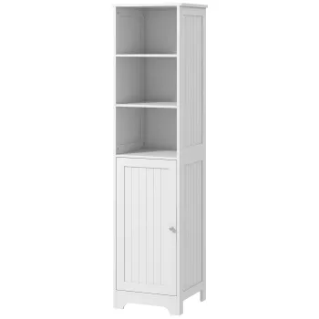 HOMCOM Dulap de baie pentru toaleta, 40 cm x 38 cm x 160 cm, Alb | Aosom Romania 5814 imagine