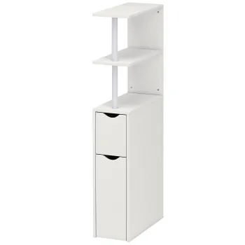 HOMCOM Dulap de Baie Subtire cu Sertare si Rafturi, Dulap de Baie Economisitor de Spatiu cu Sertar pe Roti, Coloana de Baie pentru Sufragerie, 20x45x115 cm, Alb | Aosom Romania 3a75 imagine