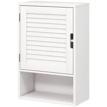 HOMCOM Dulap de baie suspendat pe perete cu usa cu inchidere silentioasa, rafturi reglabile 40 x 20 x 60 cm Alb | Aosom Romania 1667 imagine