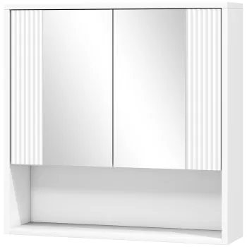 HOMCOM,Dulap de Baie Suspendat, Usi Soft-close, Raft Reglabil,60 x 16 x 60 cm,Alb | Aosom Romania f637 imagine