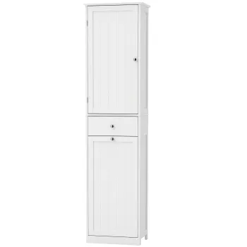 HOMCOM Dulap de baie tip coloana 180 cm cu cos de rufe rabatabil, alb | Aosom Romania 6ef0 imagine
