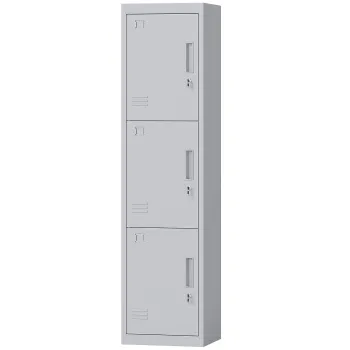 HOMCOM Dulap de birou din otel cu 3 usi independente cu incuietoare si 2 chei, 45x38x180 cm, gri deschis | Aosom Romania ac07 imagine