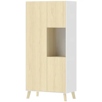 HOMCOM Dulap de bucatarie 170 cm, dulap modern cu compartiment deschis, polite reglabile, aspect lemn natural | Aosom Romania 823b imagine