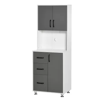 HomCom dulap de bucatarie, 60 x 40 x 150 cm, alb si gri | AOSOM RO 3bbc imagine