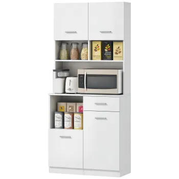 HOMCOM Dulap de Bucatarie, Bufet cu sertar, Usi Soft-Close, 80 x 35 x 180 cm, Alb | Aosom Romania 3ef0 imagine