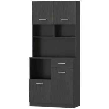 HOMCOM Dulap de bucatarie, bufet cu sertar, usi Soft-Close, 80 x 35 x 180 cm, Negru | Aosom Romania 0105 imagine