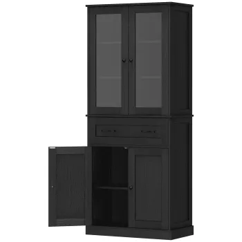 HOMCOM Dulap de bucatarie, bufet, front acrilic, sertare, 76 x 40 x 182,5 cm, Negru | Aosom Romania 4f51 imagine