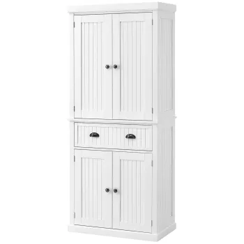 HOMCOM Dulap de bucatarie bufet multi-depozitare rafturi reglabile 4 usi sertar mare 76,2 x 40,2 x 183 cm alb | Aosom Romania c63b imagine