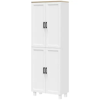 HOMCOM Dulap de Bucatarie cu 5 Rafturi Reglabile si 4 Usi, 60x30x170,5 cm, Alb | Aosom Romania dabe imagine
