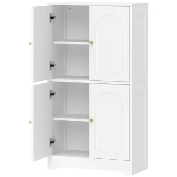HOMCOM Dulap de bucatarie, dulap inalt cu 2 rafturi reglabile, bufet cu 4 usi arcuite 60 x 30 x 110 cm, Alb | Aosom Romania 8794 imagine