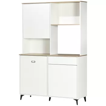 HOMCOM Dulap de bucatarie independent, dulap de depozitare modern, dulap pentru microunde, 180 cm, alb 6ff2 imagine