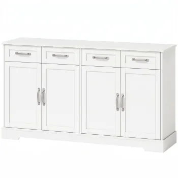 HOMCOM Dulap de Bucatarie, Mobilier de Bucatarie cu 4 Sertare, 4 Usi si 2 Rafturi Reglabile, Alb | Aosom Romania 4bc4 imagine