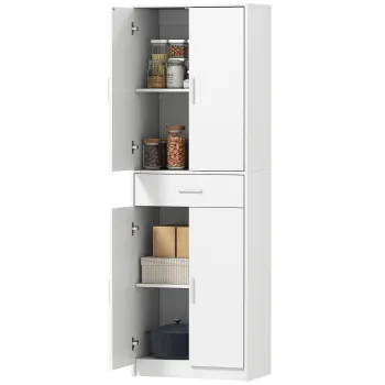 HOMCOM Dulap de bucatarie modern cu dulapuri cu usi, rafturi reglabile si sertar, 60 x 35 x 180 cm, alb | Aosom Romania ab55 imagine