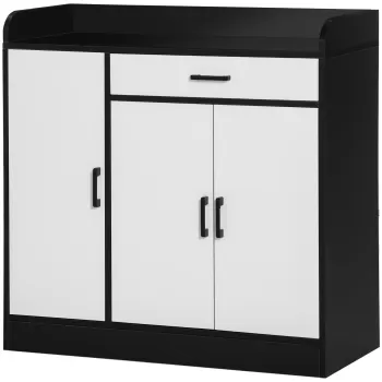 HOMCOM Dulap de bucatarie modern MDF cu 2 dulapuri, 1 sertar si rafturi reglabile, 90x40x90 cm, alb-negru 4041 imagine