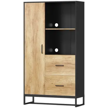 HOMCOM Dulap de bucatarie multifunctional cu 2 sertare, 1 dulap, 2 nise si orificii pentru cabluri | Aosom Romania e436 imagine