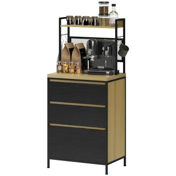 HOMCOM Dulap de bucatarie stil industrial cu 3 sertare, blat, raft si 4 carlige, 60x40x132cm | Aosom Romania 14f8 imagine