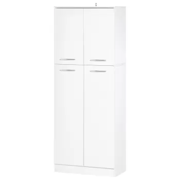 HOMCOM Dulap de Camera, 2 compartimente, Rafturi reglabile, PAL, 59x31x155cm, Alb 195e imagine