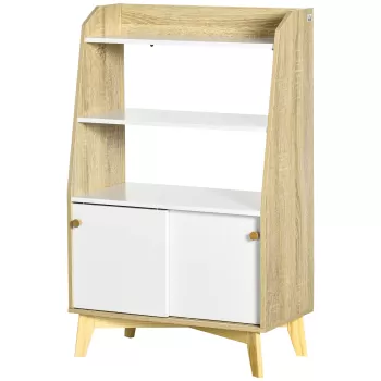 HOMCOM Dulap de depozitare modern , biblioteci cu usi glisante si rafturi deschise pentru sufragerie | AOSOM RO 890d imagine