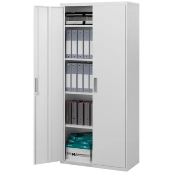 HOMCOM Dulap de Depozitare pentru Birou cu 5 Niveluri, Dulap Metalic cu 2 Usi si 4 Rafturi Reglabile, 80x40x180 cm, Alb 24ea imagine