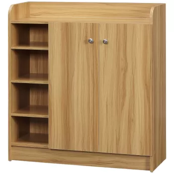 HOMCOM Dulap de pantofi din lemn pentru 12 perechi de pantofi cu 4 rafturi deschise, 83x30x90 cm | AOSOM RO 9359 imagine