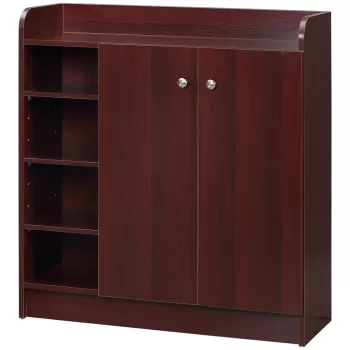 HOMCOM Dulap de pantofi din lemn pentru 12 perechi de pantofi cu 4 rafturi deschise, 83x30x90 cm, culoare cafea | AOSOM RO b416 imagine