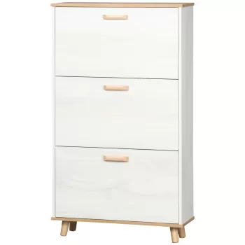HOMCOM Dulap de pantofi din PAL cu 3 sertare si 2 rafturi interne reglabile, 70x23,5x122 cm, alb | AOSOM RO 83d0 imagine